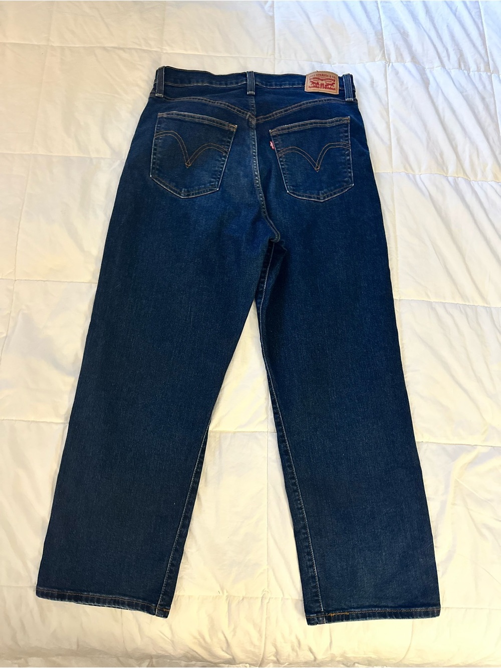 Levi's Ribcage Straight Ankle High-Rise Jeans in Dark Blue Wash 32 - Picture 7 of 13